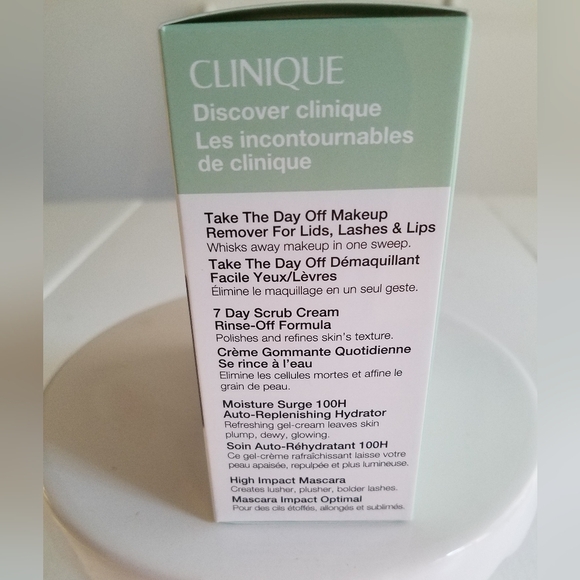 NIB Clinique 4 PC Remover Scrub Cream Moisture Surge High Impact Mascara - Picture 3 of 6